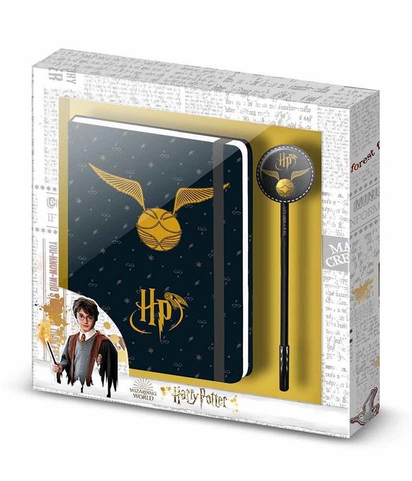 Harry Potter Notizbuch mit Kugelschreiber Geschenk-Set Goldener Schnatz